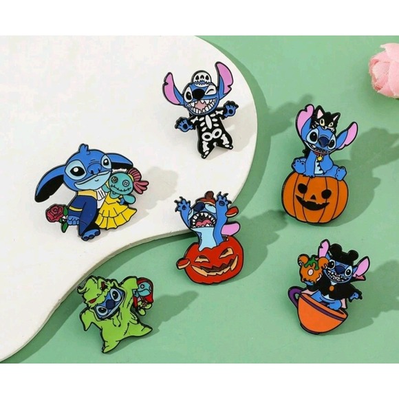 Lilo & Stitch Halloween Stitch Costumes Oogie Boogie & More Pin Set Of 7 Unbrand - Picture 2 of 4